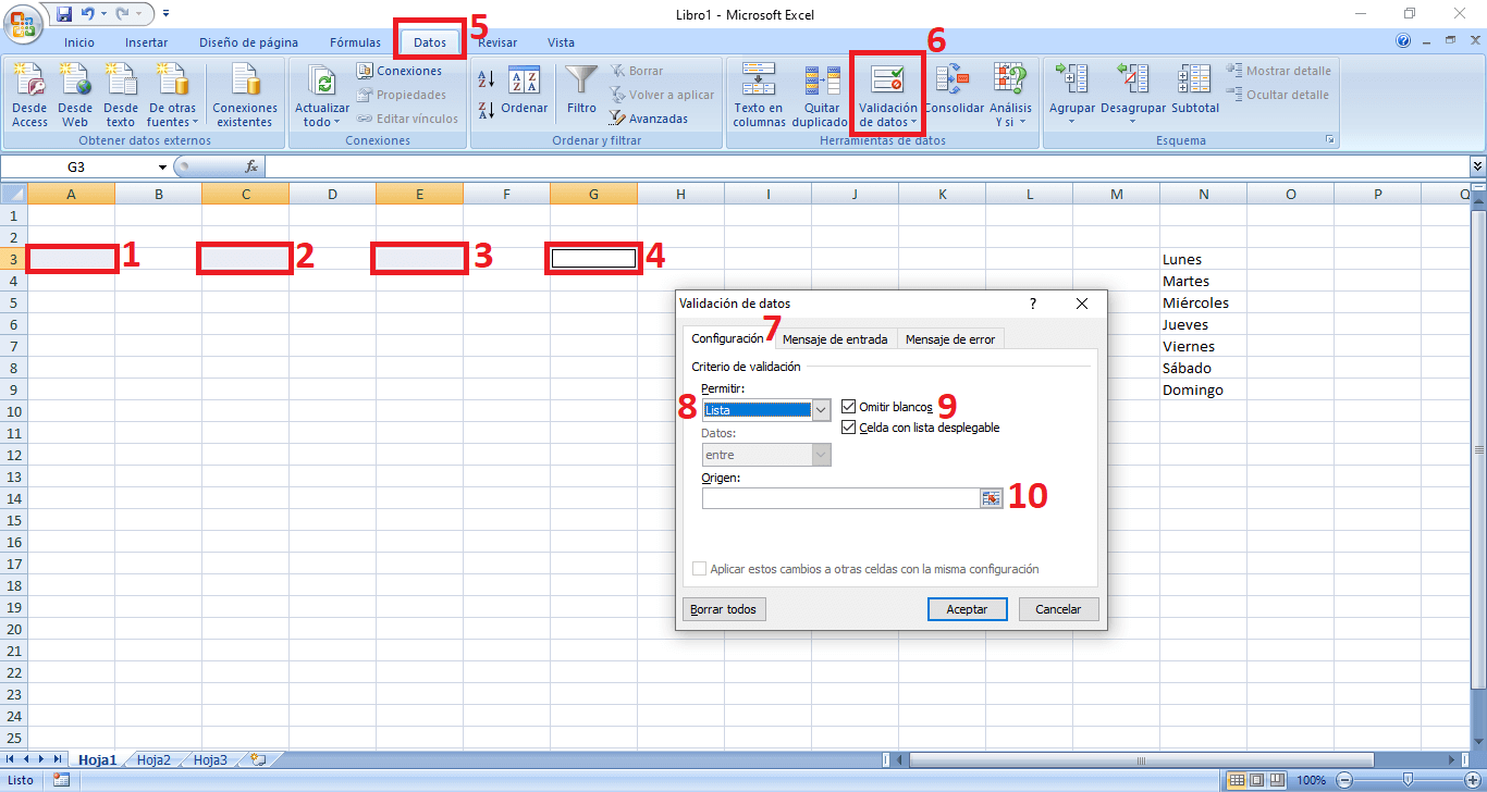 Cómo crear una lista desplegable de opciones en Excel